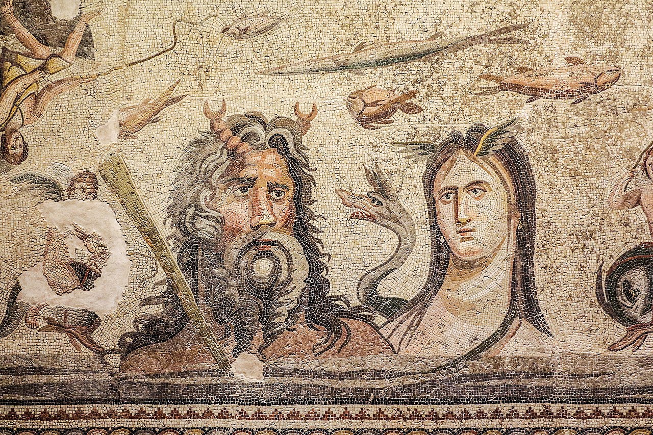 The Oceanus and Tethys mosaic in Zeugma Mosaic Museum
